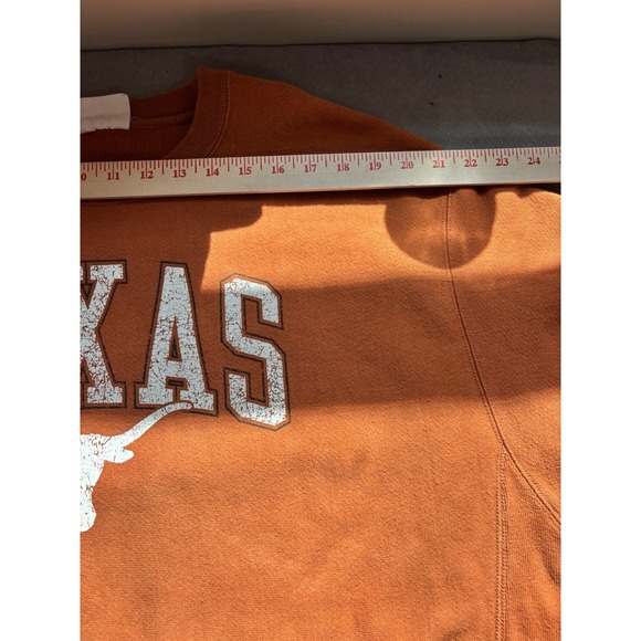 Champion Mens Y2K Texas Longhorns Reverse Weave Sweatshirt XL Distressed Orange - Picture 8 of 10